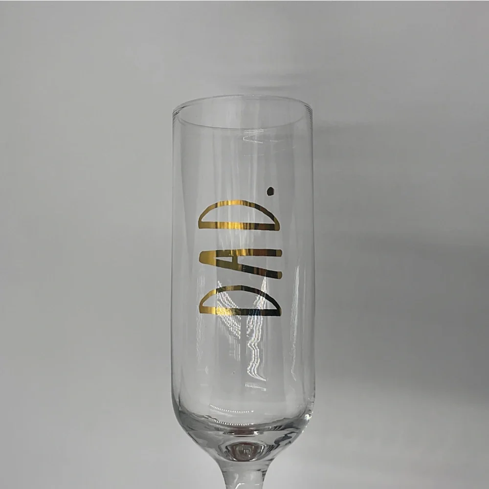 Rae Dunn DAD Pregnancy Announcement Stemmed Champagne Flute Glass Surprise
